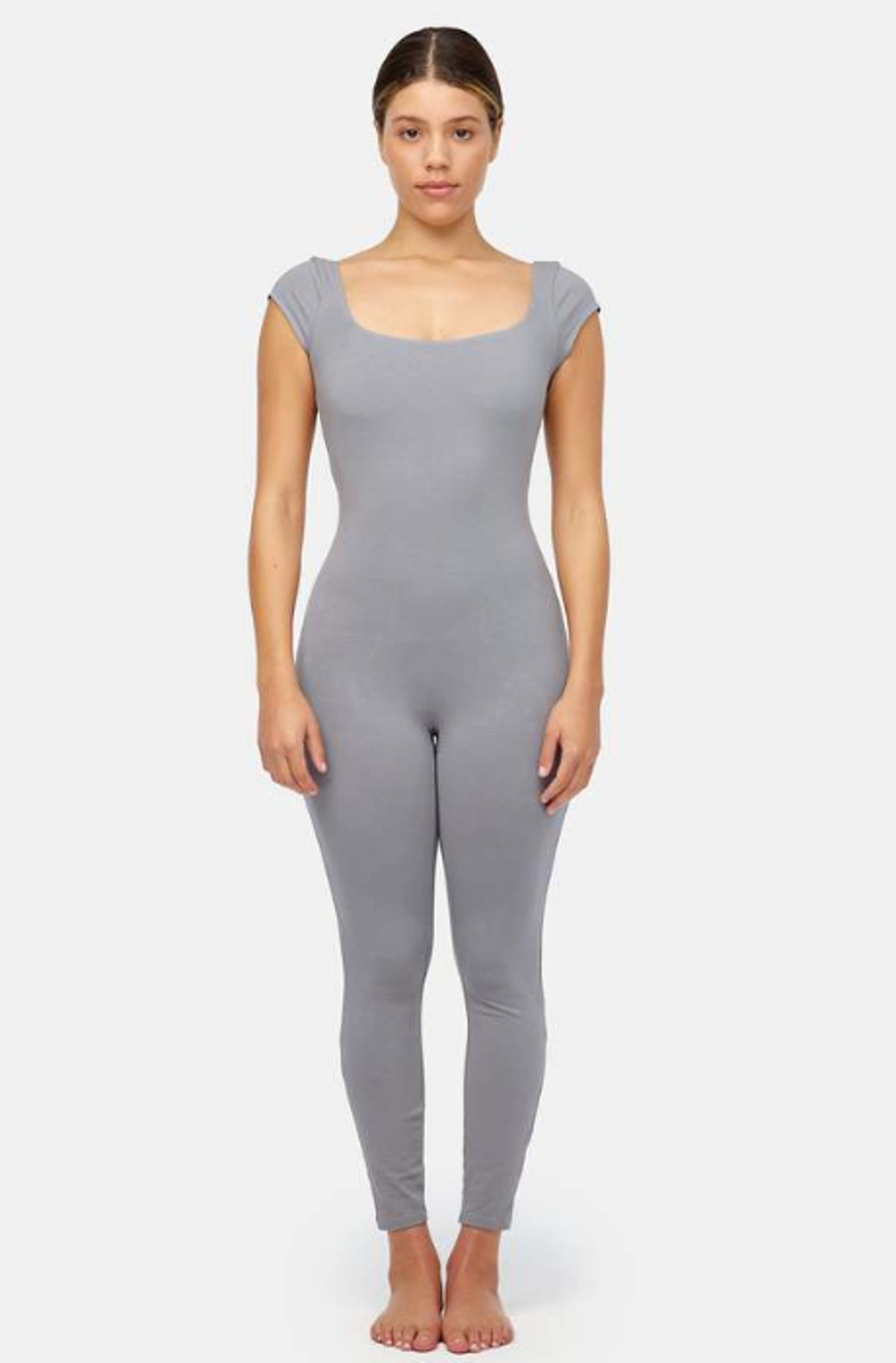 LACAUSA Gray Cap-Sleeve Jumpsuit
